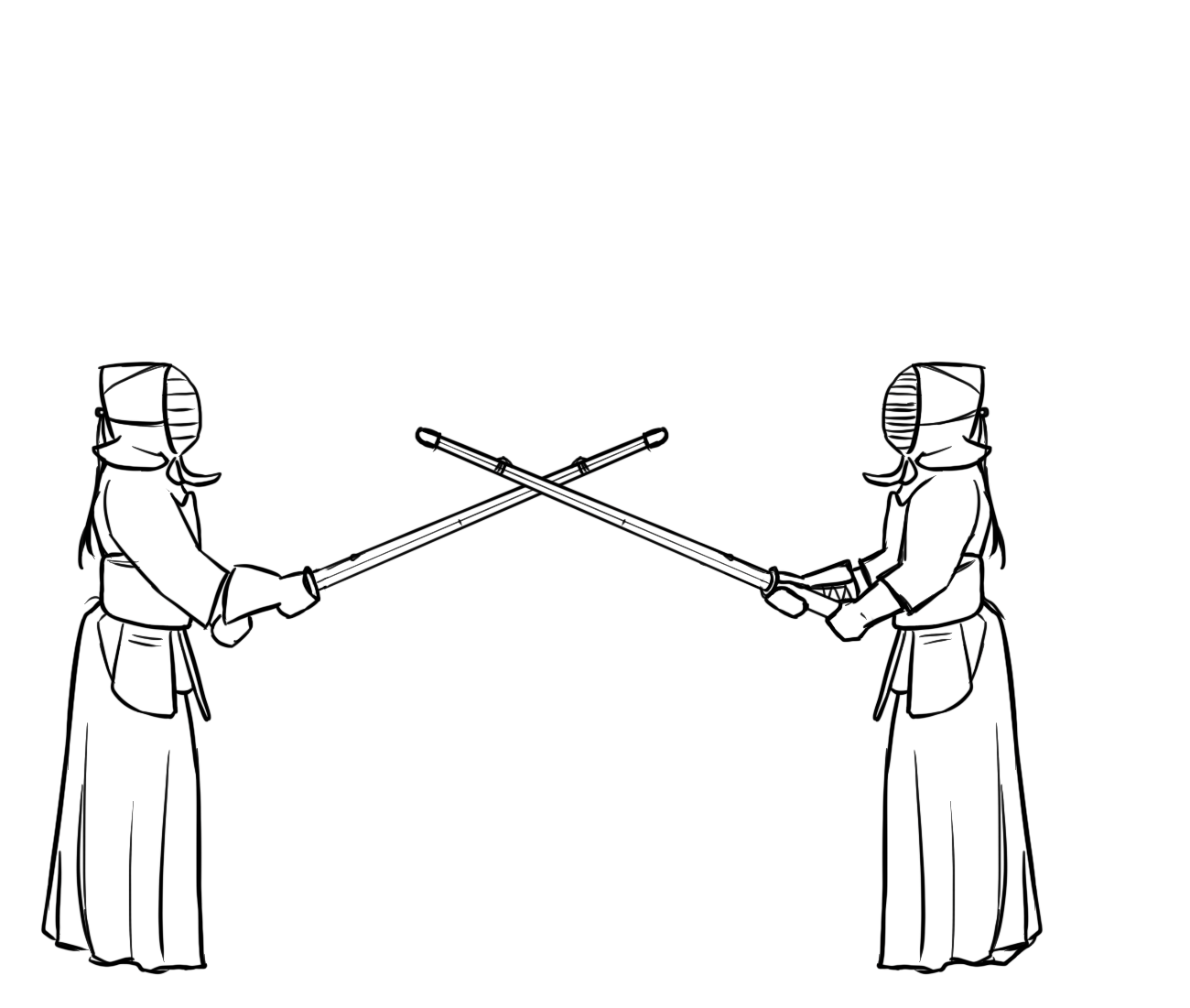 A graphic of a kendo player standing at the ready.